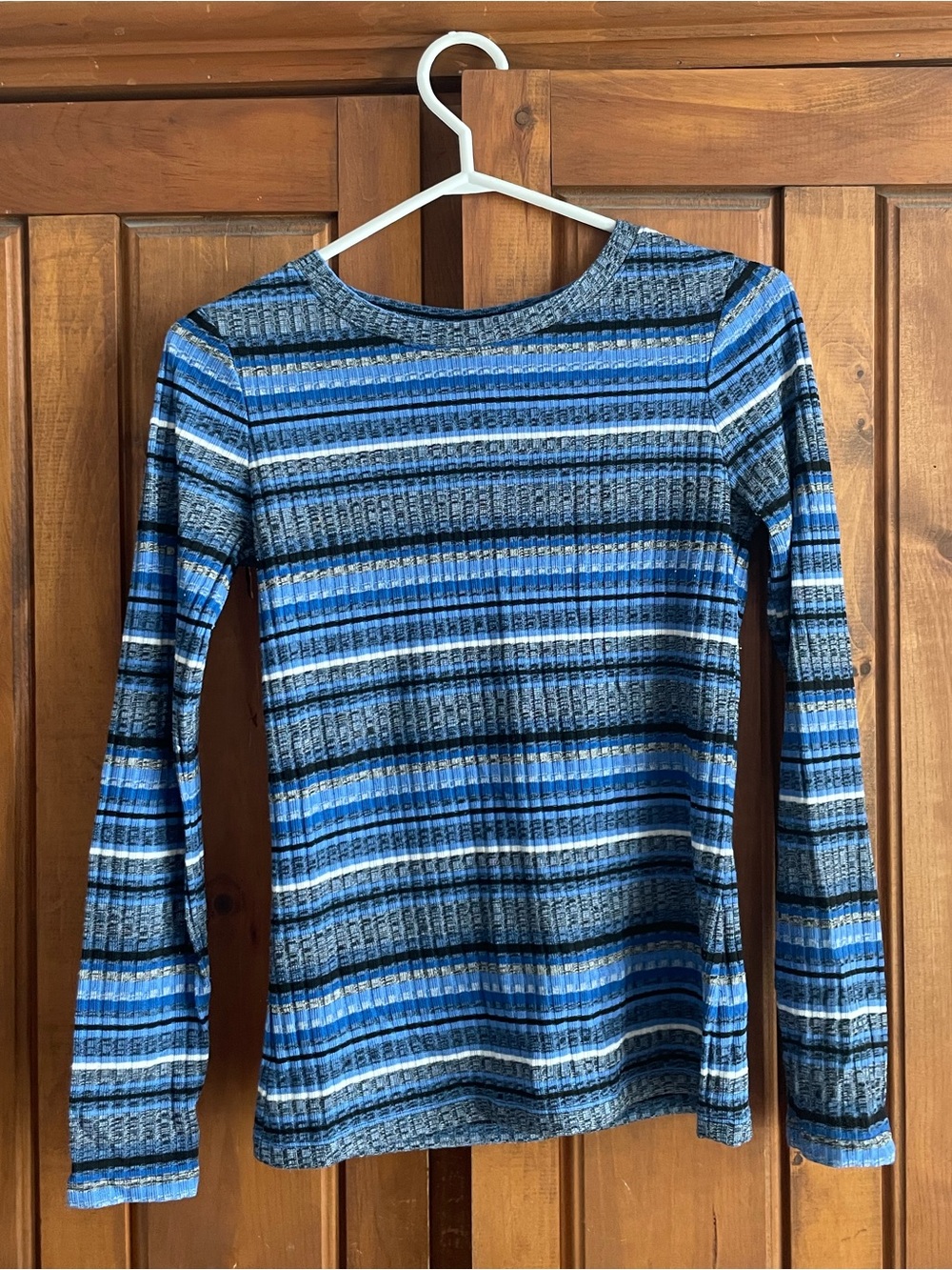 Joe Fresh Blue Striped Long Sleeve Top